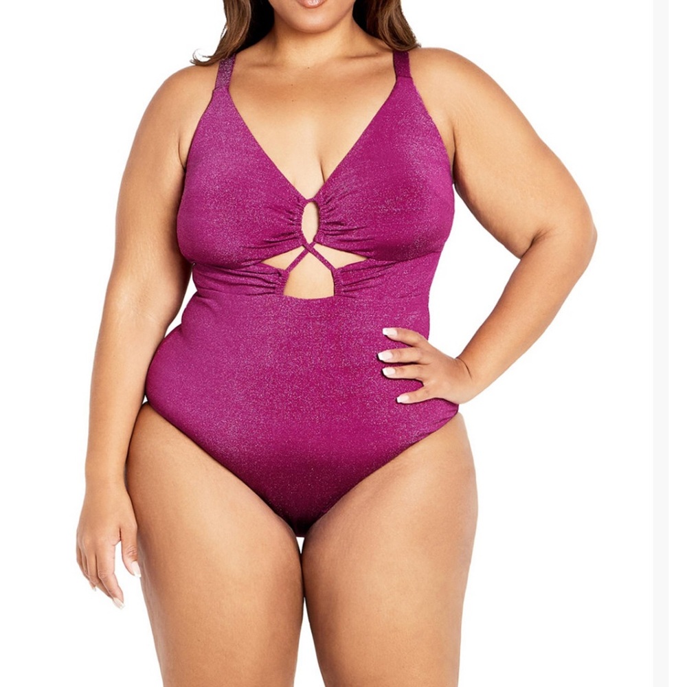 Pink shimmer one piece swimsuit